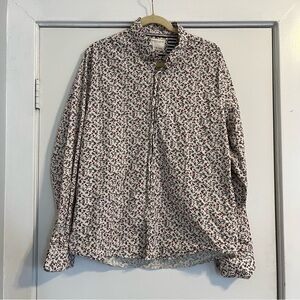 Denim & Flower Ricky Singh White Green Red Floral Button Down Shirt men’s XL